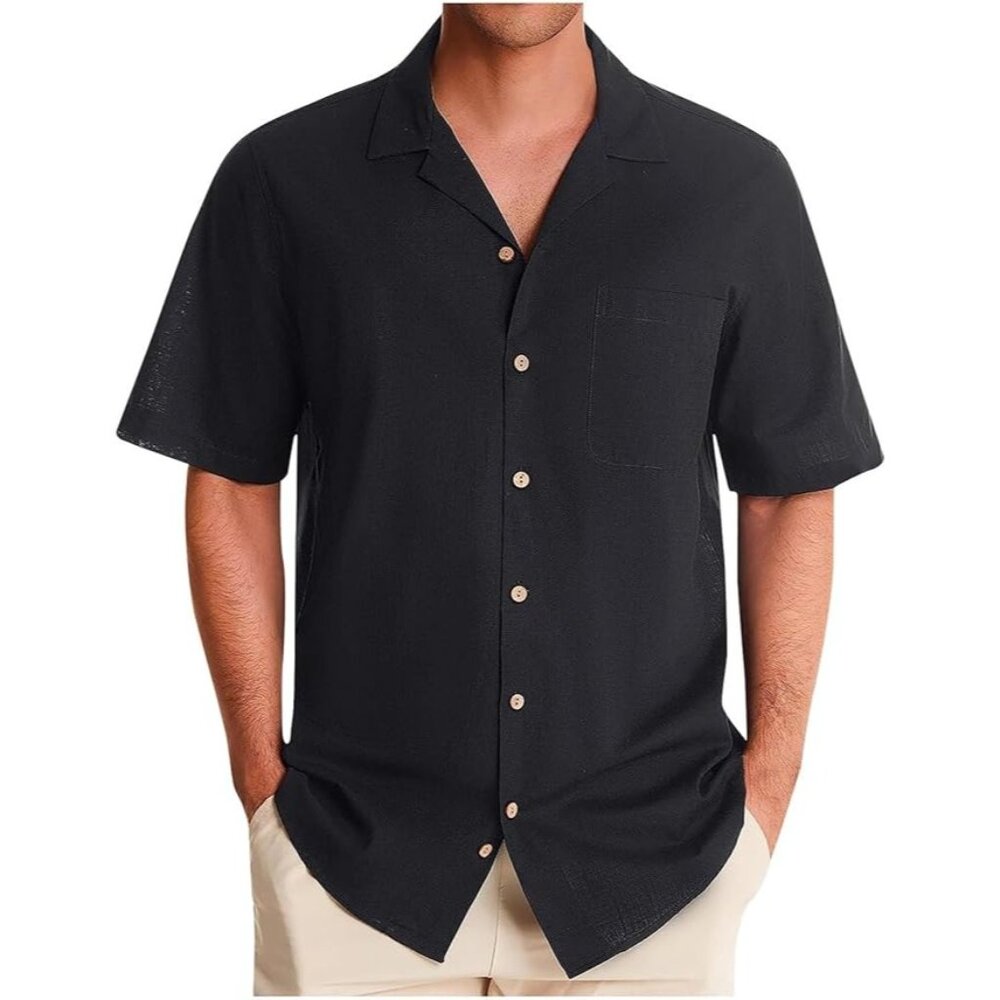 Cubavera Mens Black Button-Up Short Sleeve Shirt size 3X casual vacation XXXL
